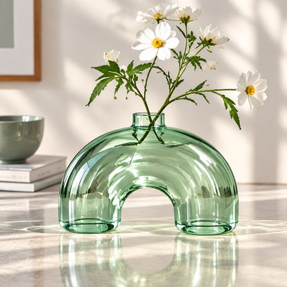NOVALYXY Nordic Arch Green Glass Vase