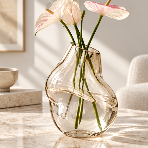 NOVALYXY Modern Curved Glass Flower Vase