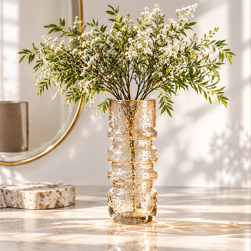 NOVALYXY Textured Amber Glass Vase