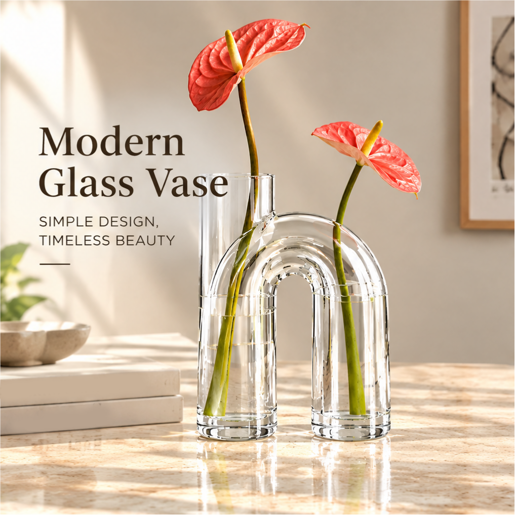 NOVALYXY Arch Geometric Clear Glass Vase