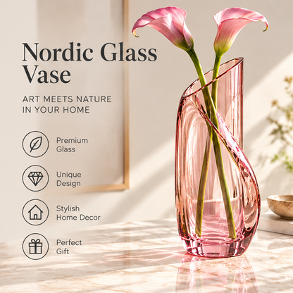 NOVALYXY Spiral Pink Glass Flower Vase