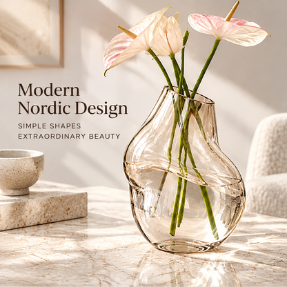 NOVALYXY Modern Curved Glass Flower Vase