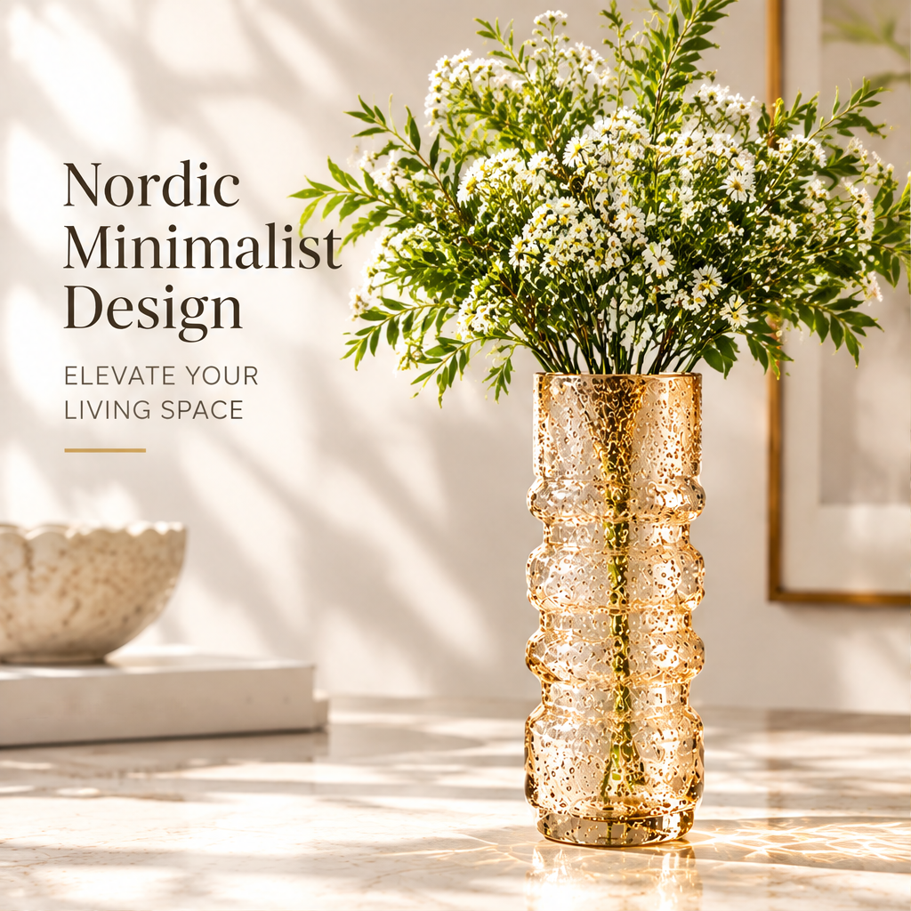 NOVALYXY Textured Amber Glass Vase