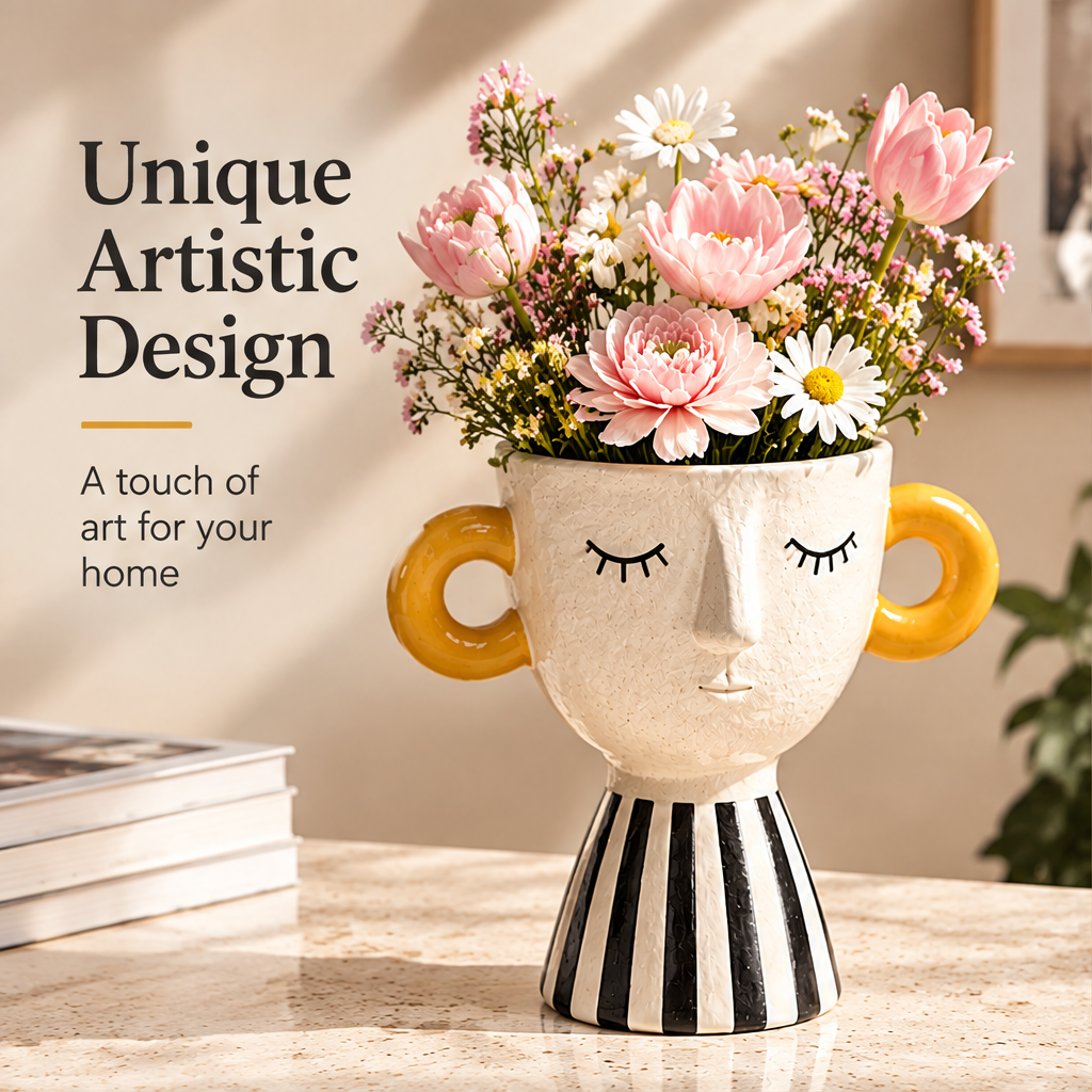NOVALYXY Artistic Face Ceramic Vase