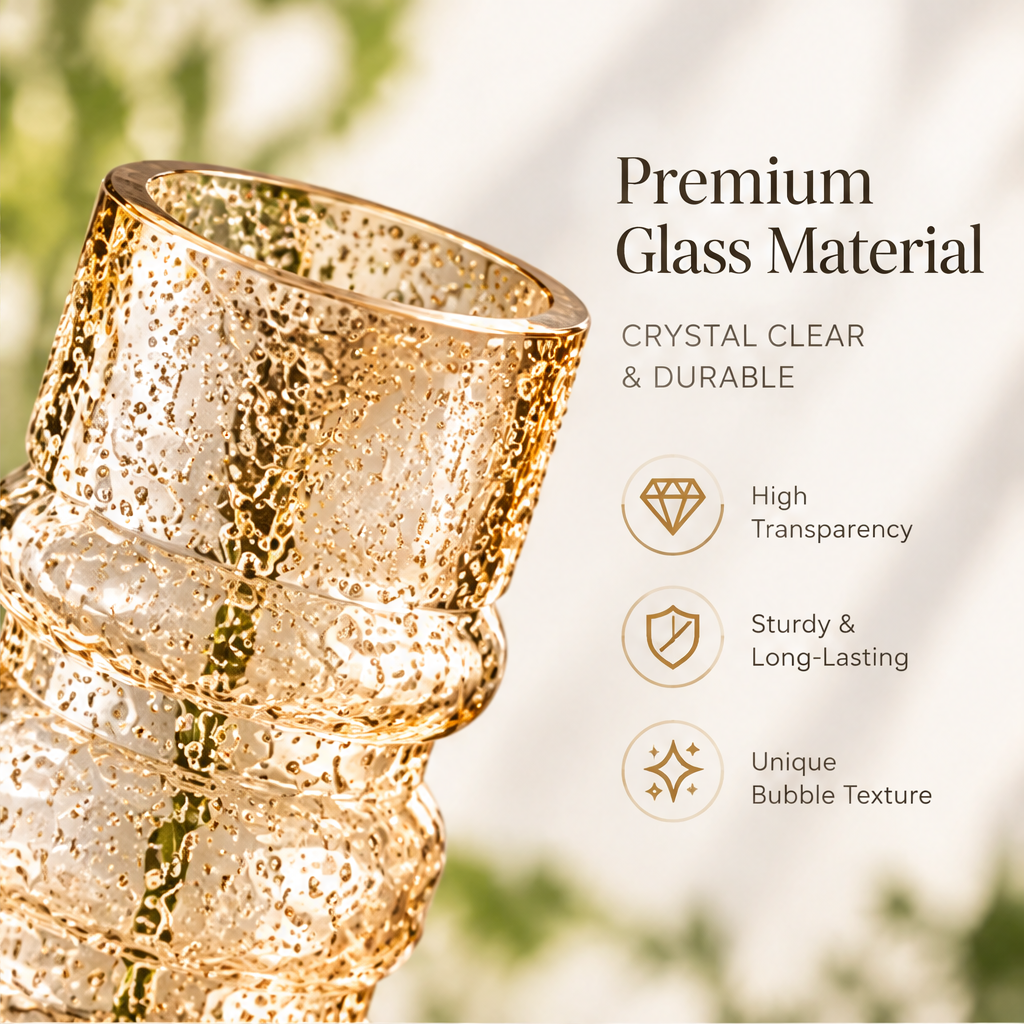 NOVALYXY Textured Amber Glass Vase