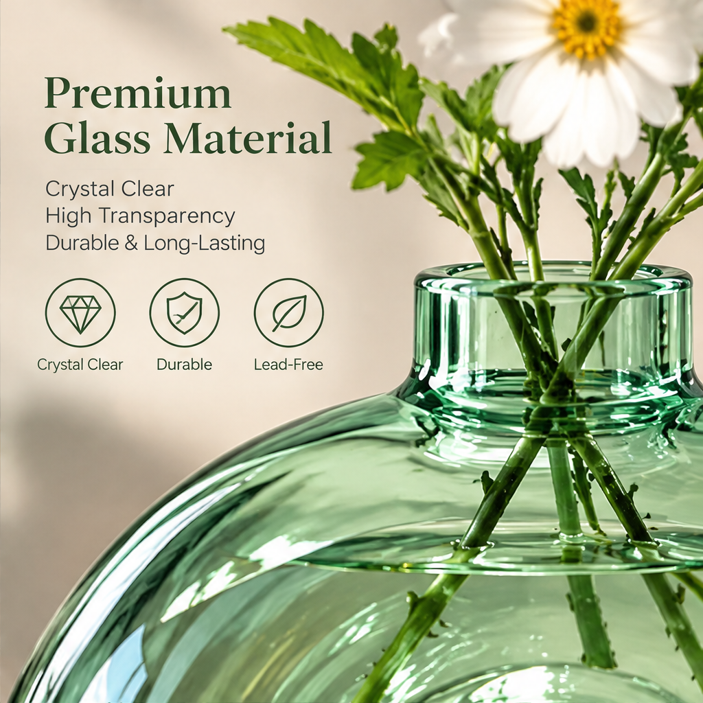 NOVALYXY Nordic Arch Green Glass Vase