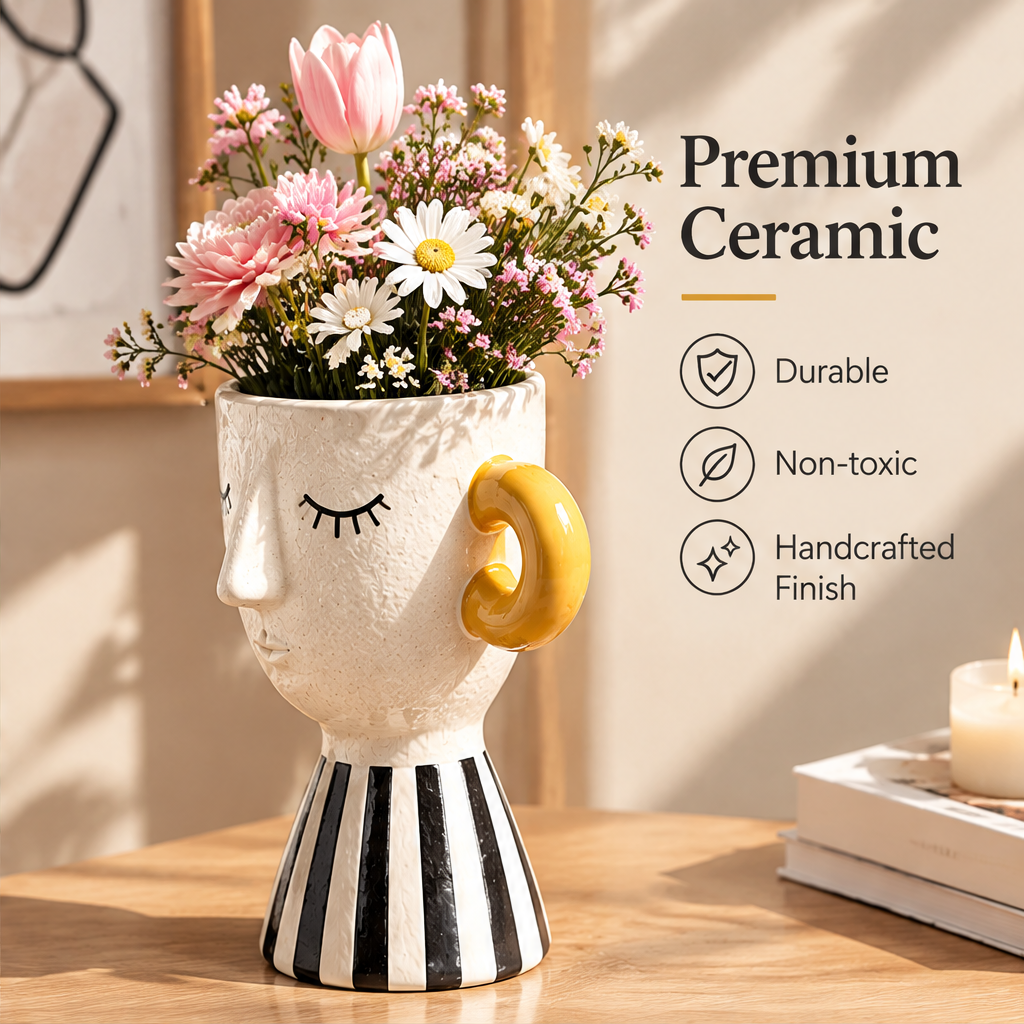 NOVALYXY Artistic Face Ceramic Vase