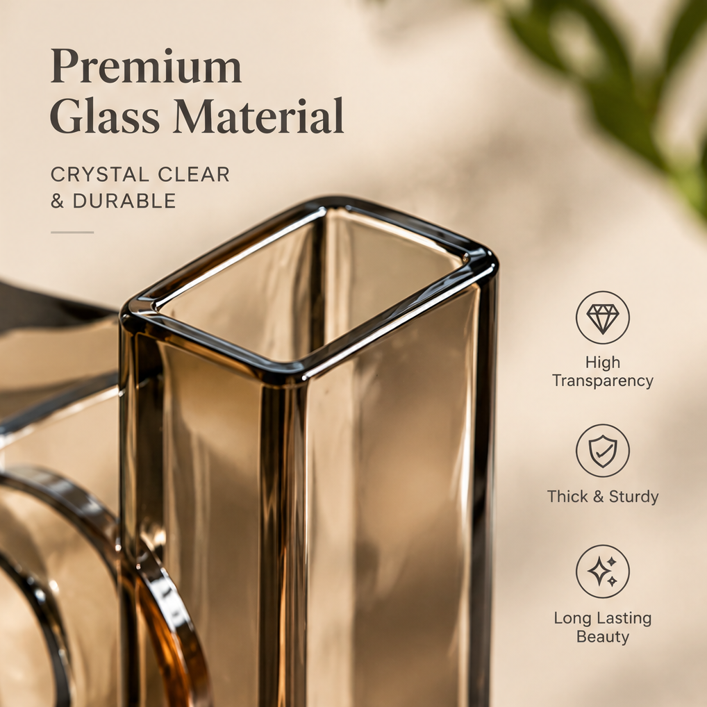 NOVALYXY Geometric Smoke Glass Vase