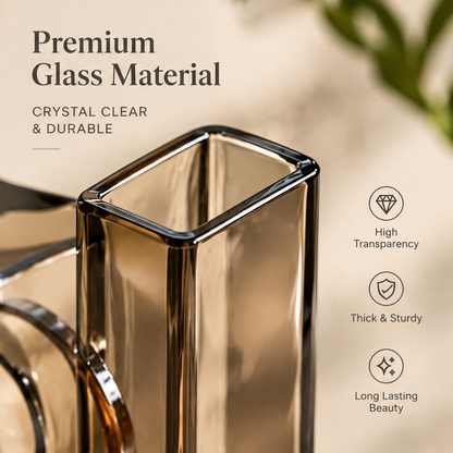 NOVALYXY Geometric Smoke Glass Vase