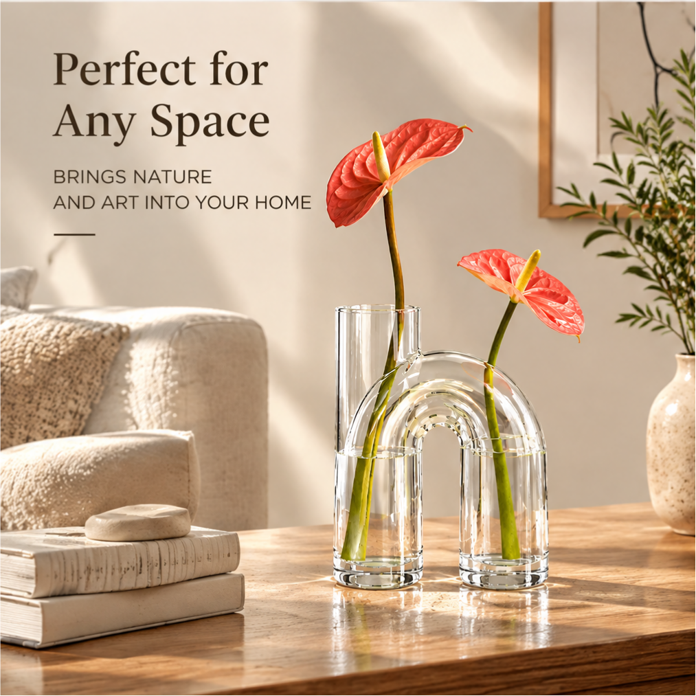 NOVALYXY Arch Geometric Clear Glass Vase