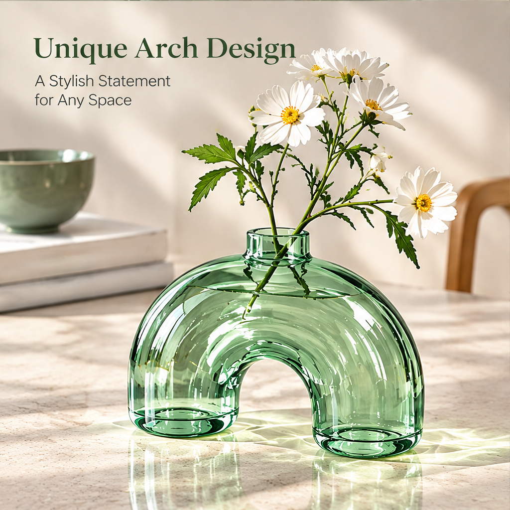 NOVALYXY Nordic Arch Green Glass Vase