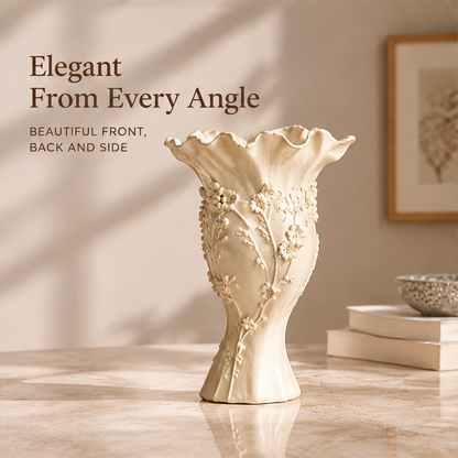 NOVALYXY 3D Floral Relief Ceramic Vase