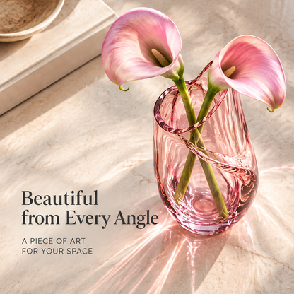 NOVALYXY Spiral Pink Glass Flower Vase