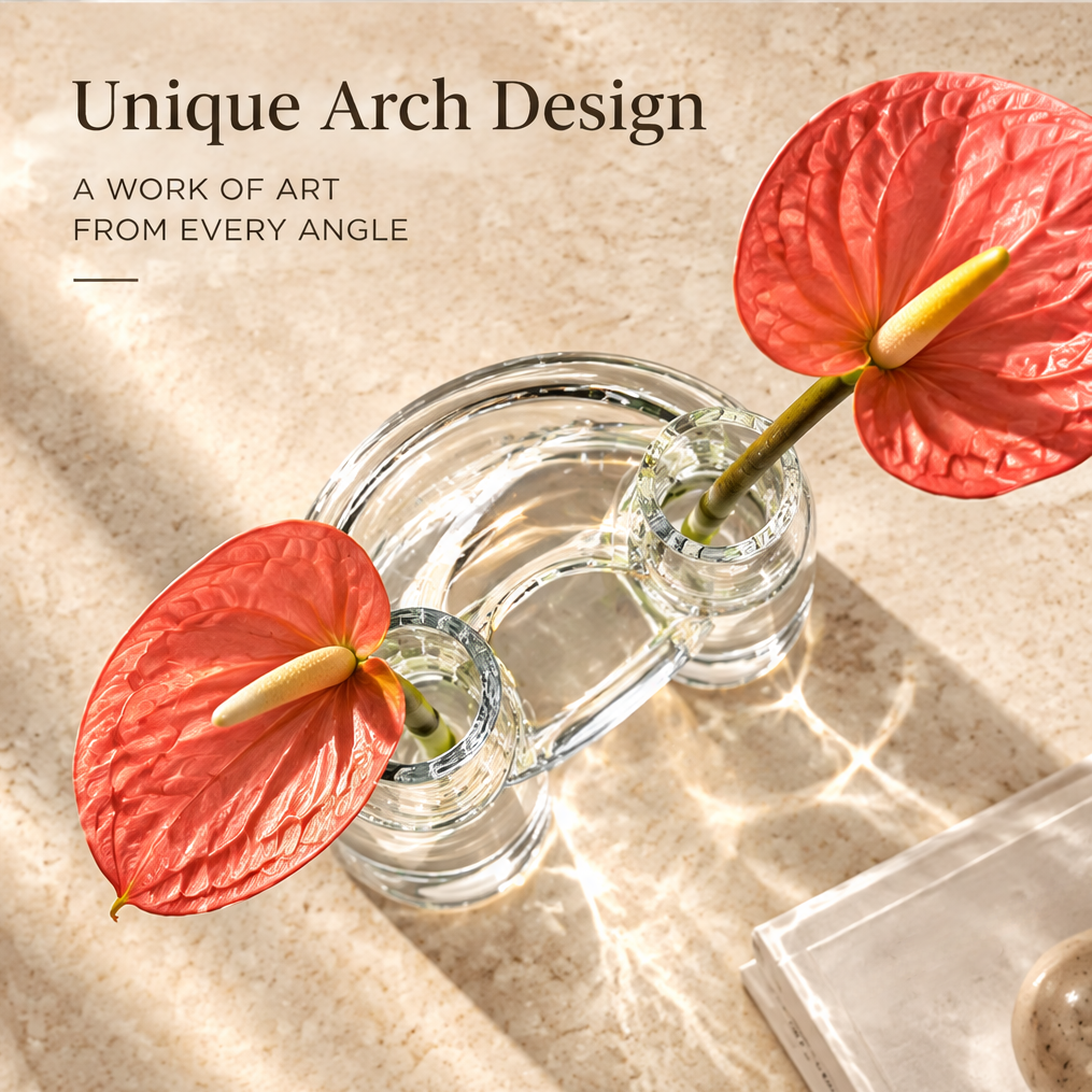 NOVALYXY Arch Geometric Clear Glass Vase