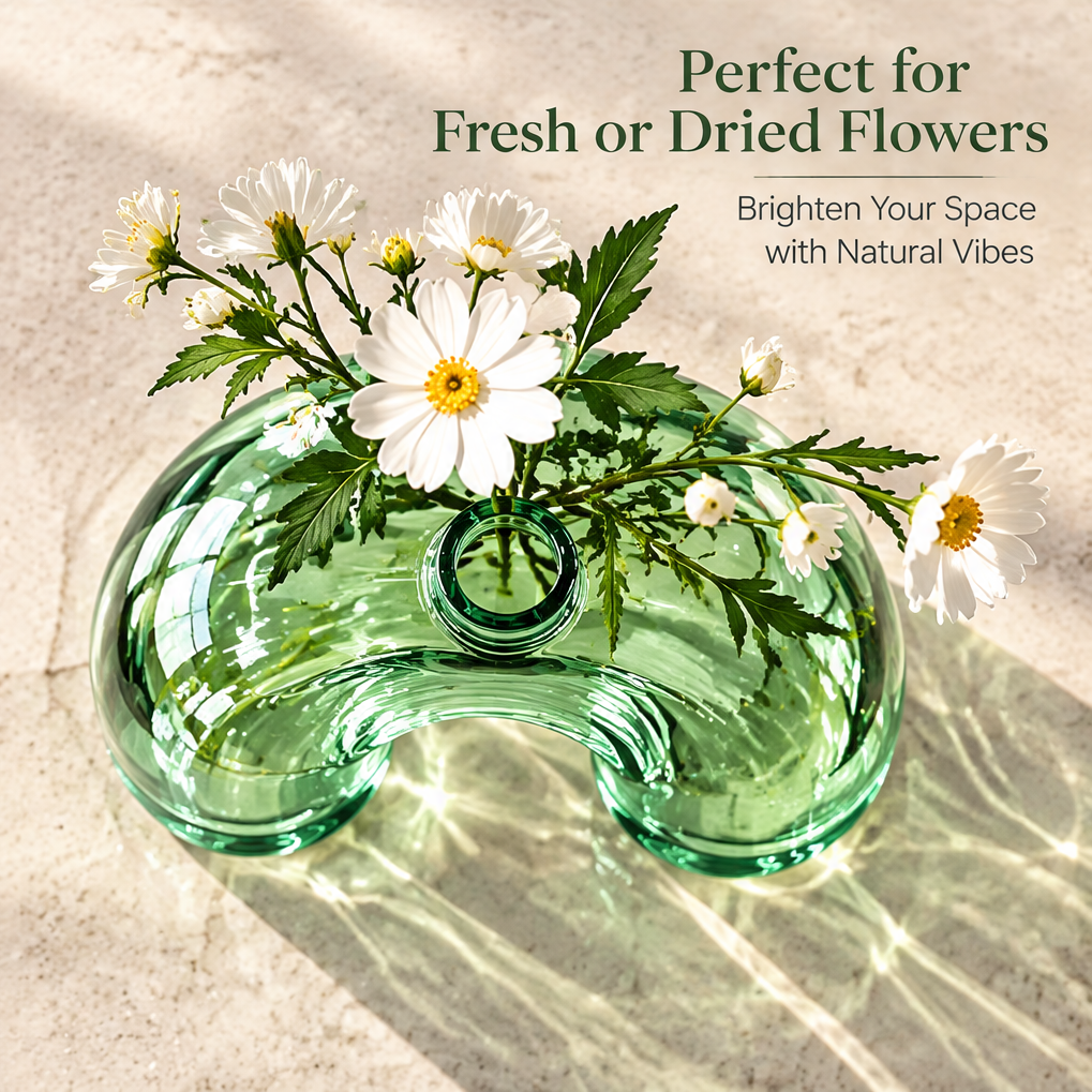 NOVALYXY Nordic Arch Green Glass Vase