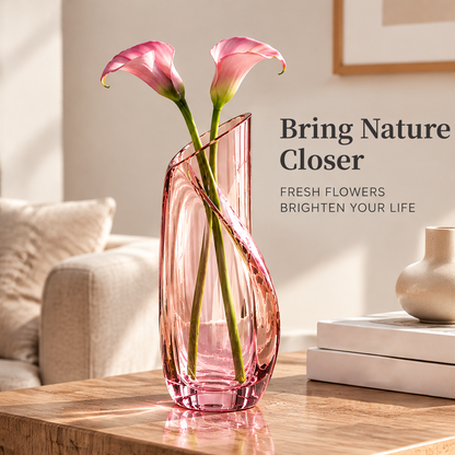 NOVALYXY Spiral Pink Glass Flower Vase