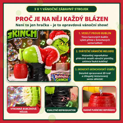 🎄 Vánoční automatický bublifuk Grinch se zvukovými efekty 🫧